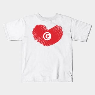 Tunisia Flag Heart Design Kids T-Shirt